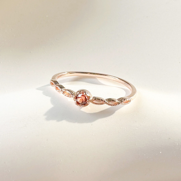 天然石│美好時光石榴石 ‧ 純銀戒指