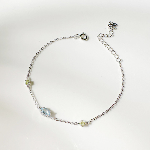 天然石│托帕石 ‧ 橄欖石│慢慢時光 ‧ 純銀手鍊