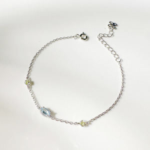 天然石│托帕石 ‧ 橄欖石│慢慢時光 ‧ 純銀手鍊