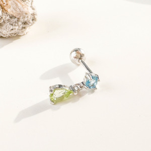 天然石│托帕石 ‧ 橄欖石│流星眼淚 ‧ 純銀耳環 (單支)