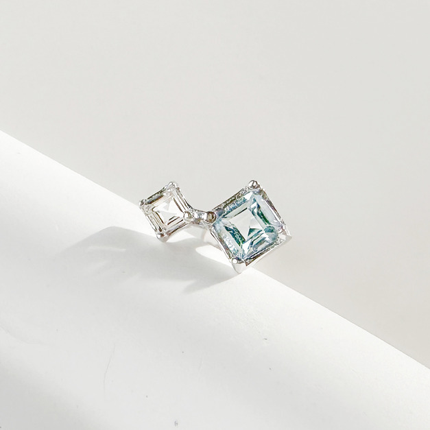 天然石│白水晶 ‧ 托帕石│璀璨時光 ‧ 純銀耳環 (單支)