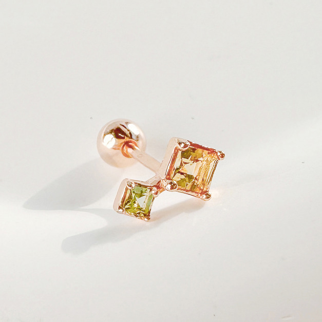 天然石│橄欖石 ‧ 黃水晶│璀璨時光 ‧ 純銀耳環 (單支)