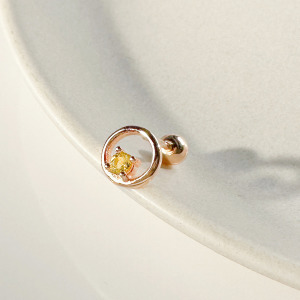 天然石│圓舞曲黃水晶 ‧ 純銀耳環 (單支)