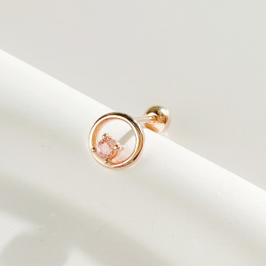 天然石│圓舞曲粉碧璽 ‧ 純銀耳環 (單支)