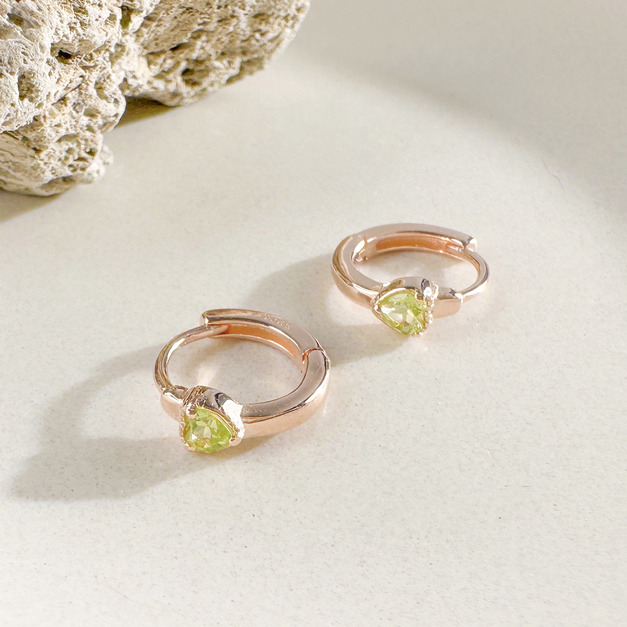 天然石│橄欖石甜心圈 ‧ 純銀耳環