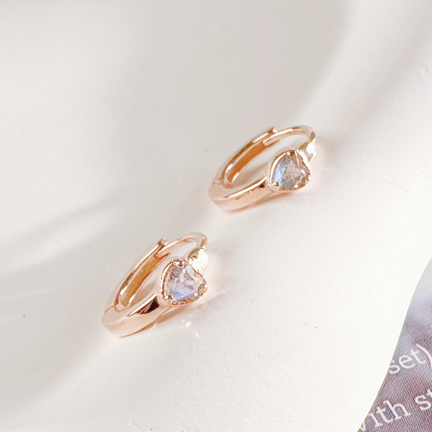 天然石│拉長石甜心圈 ‧ 純銀耳環