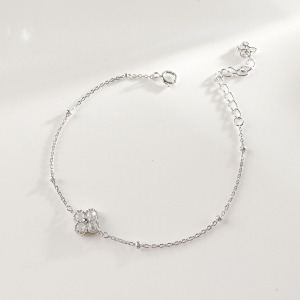 天然石│月光石幸運草 ‧ 純銀手鍊