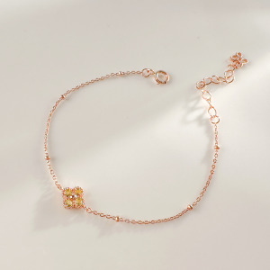 天然石│黃水晶幸運草 ‧ 純銀手鍊