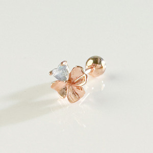 天然石│拉長石幸運草 ‧ 純銀耳環 (單支)