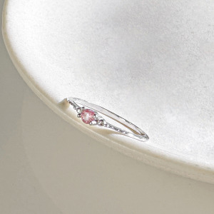 天然石│粉碧璽慢慢時光尾戒 ‧ 純銀戒指