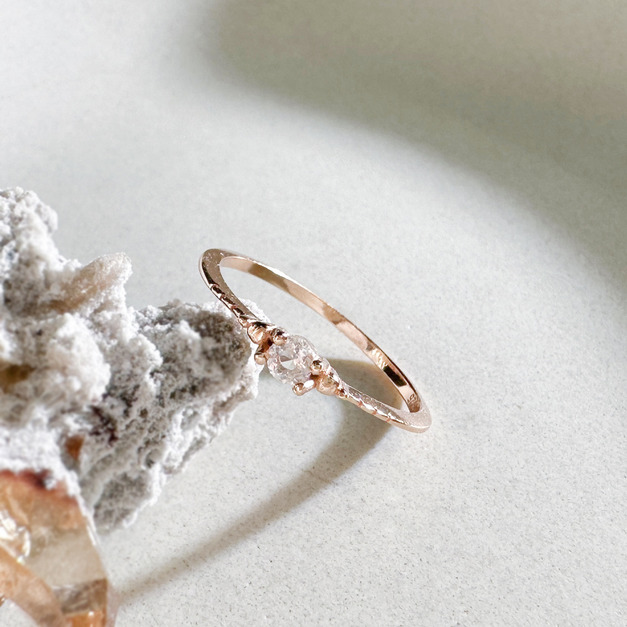 天然石│拉長石慢慢時光尾戒 ‧ 純銀戒指