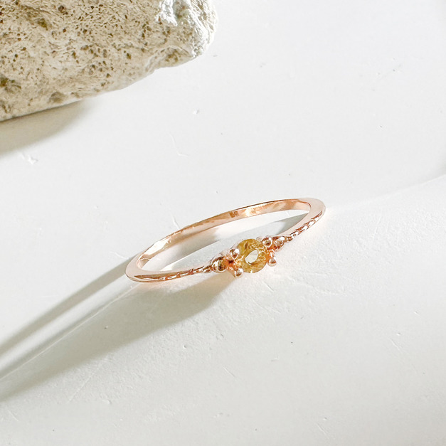 天然石│黃水晶慢慢時光尾戒 ‧ 純銀戒指