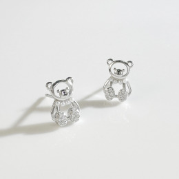 珍珠泰迪熊 ‧ 純銀耳環