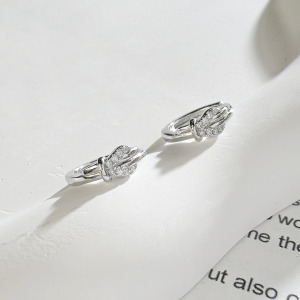 綁結鑽圈 ‧ 純銀耳環