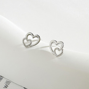 甜蜜雙心 ‧ 純銀耳環