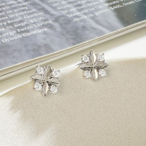 米字鑽花 ‧ 純銀耳環