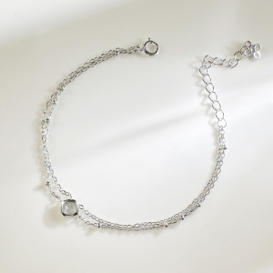 天然石│拉長石眷戀 ‧ 純銀手鍊