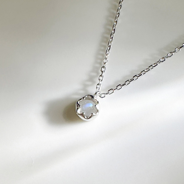 天然石│月光石星河 ‧ 純銀項鍊 (銀)