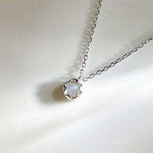 天然石│月光石星河 ‧ 純銀項鍊 (銀)