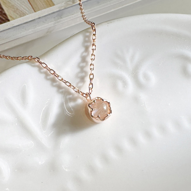 天然石│月光石星河 ‧ 純銀項鍊 (玫)