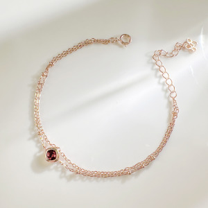 天然石│石榴石眷戀 ‧ 純銀手鍊