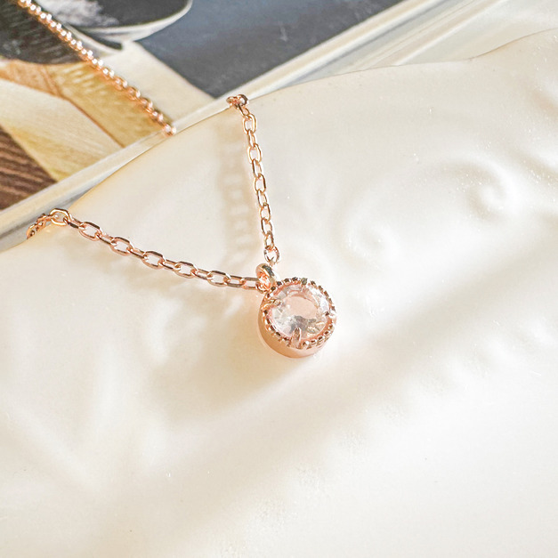 天然石│粉水晶璀璨時光 ‧ 純銀項鍊