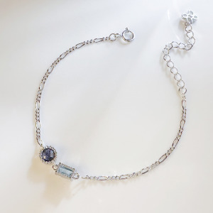 天然石│堇青石 ‧ 托帕石│變奏曲 ‧ 純銀手鍊