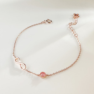 天然石│粉碧璽無限美好 ‧ 純銀手鍊