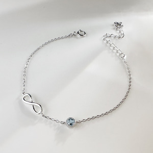 天然石│海藍寶無限美好 ‧ 純銀手鍊