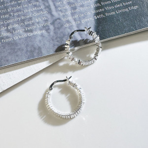 碎銀石圈 ‧ 純銀耳環