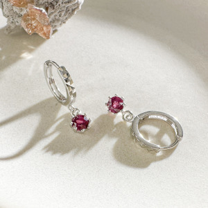 天然石│石榴石輾轉時空 ‧ 純銀耳環