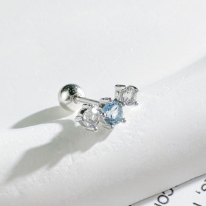 天然石│托帕石 ‧ 拉長石│星河 ‧ 純銀耳環 (單支)