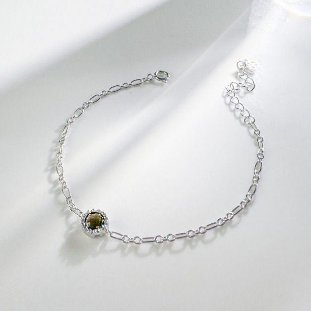 天然石│茶水晶年輪說 ‧ 純銀手鍊