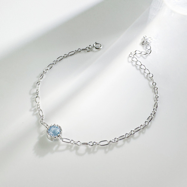 天然石│海藍寶年輪說 ‧ 純銀手鍊