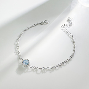 天然石│海藍寶年輪說 ‧ 純銀手鍊