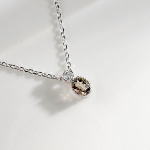 天然石│海藍寶 ‧ 茶水晶│幸福時分 ‧ 純銀項鍊