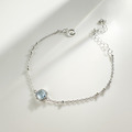 天然石│海藍寶璀璨六角鑽 ‧ 純銀手鍊