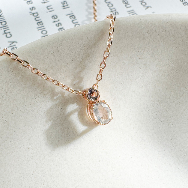 天然石│堇青石 ‧ 拉長石│幸福時分 ‧ 純銀項鍊