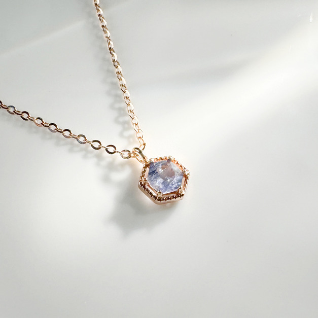 天然石│堇青石璀璨六角鑽 ‧ 純銀項鍊