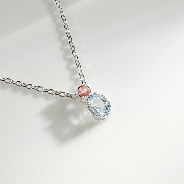 天然石│粉碧璽 ‧ 托帕石│幸福時分 ‧ 純銀項鍊