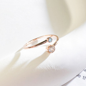 天然石│托帕石 ‧ 拉長石│相伴 ‧ 純銀戒指