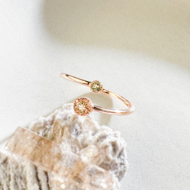 天然石│橄欖石 ‧ 黃水晶│相伴 ‧ 純銀戒指