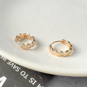 六角鑽圈 ‧ 純銀耳環 (金)