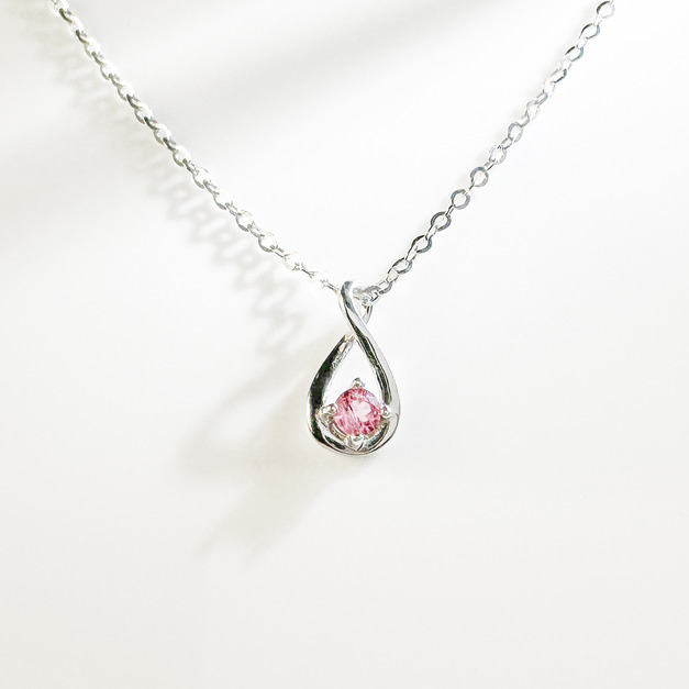 天然石│粉碧璽永恆無限 ‧ 純銀項鍊