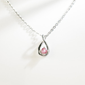 天然石│粉碧璽永恆無限 ‧ 純銀項鍊