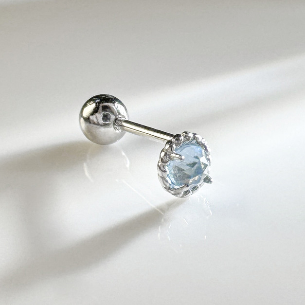 天然石│托帕石心動理由 ‧ 純銀耳環 (單支)