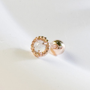 天然石│拉長石心動理由 ‧ 純銀耳環 (單支)