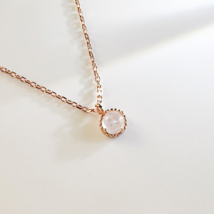 天然石│粉水晶浪漫時空 ‧ 純銀項鍊