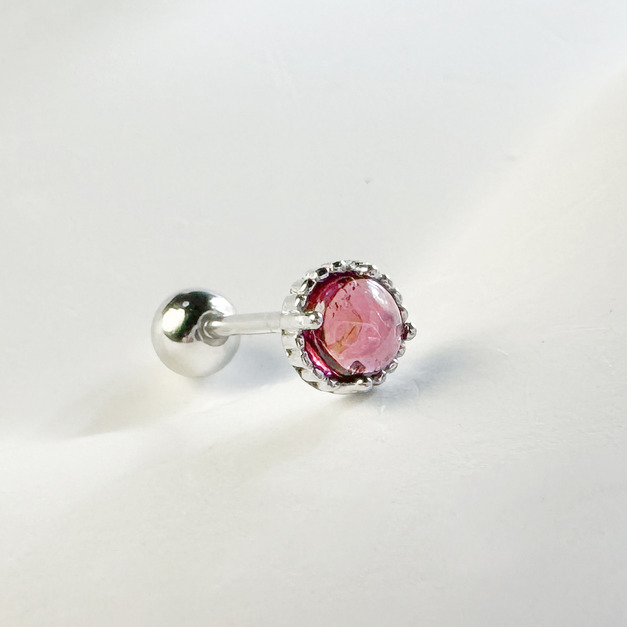 天然石│石榴石浪漫時空 ‧ 純銀耳環 (單支)