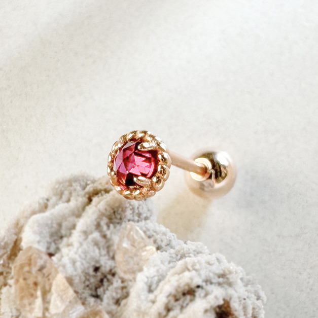 天然石│石榴石心動理由 ‧ 純銀耳環 (單支)